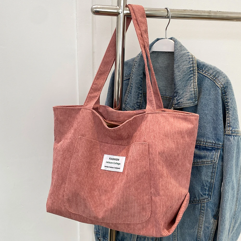 Women Large Capacity Corduroy Totes Bag Handbags Shoulder Bag Shopping Bag