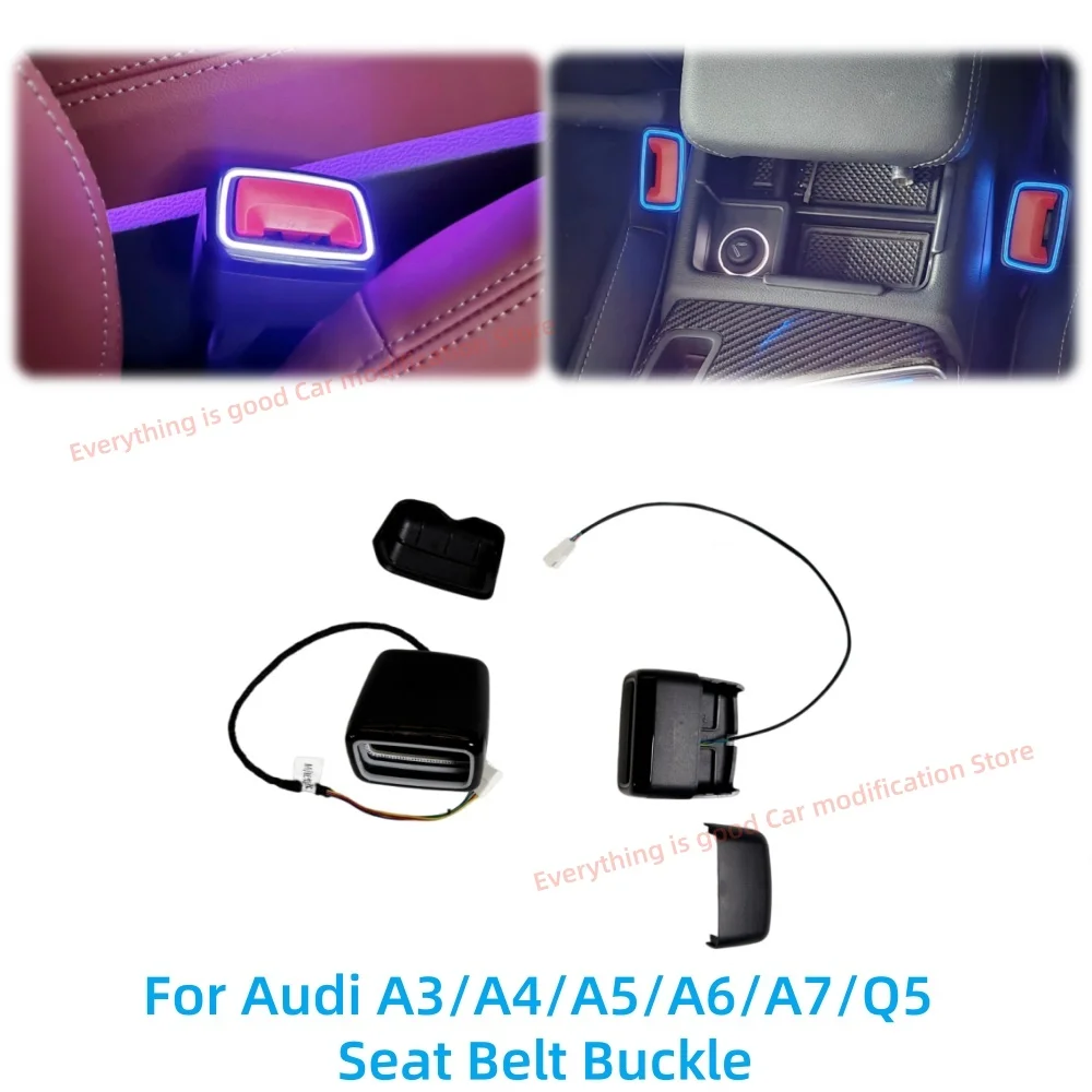 Car Interior For Audi A3/A4/A5/A6/A7/Q5 LED Seat Belt Buckle Multicolor Ambient Light Safety Belt Buckle Modification Accessory