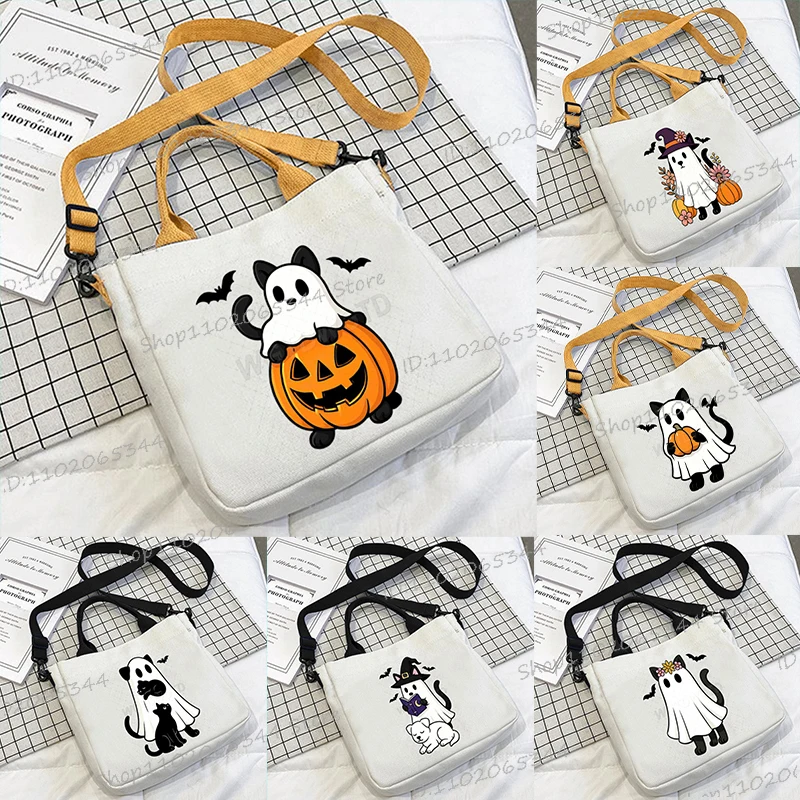 Nuevo bolso cruzado de gato Boo de Halloween para mujer y hombre, versión coreana, bolsos de hombro para deportes al aire libre, mochila informal con eslinga, regalos de tendencia
