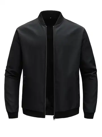 2024 Spring and Autumn New Baseball Collar Short Loose Solid Color Jacket Men's Business Casual Thin Coat Trend