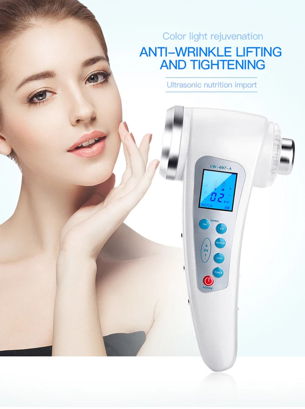 

Dual-head ultrasonic beauty machine multi-functional facial phototherapy skin care anti-wrinkle lifting beauty container