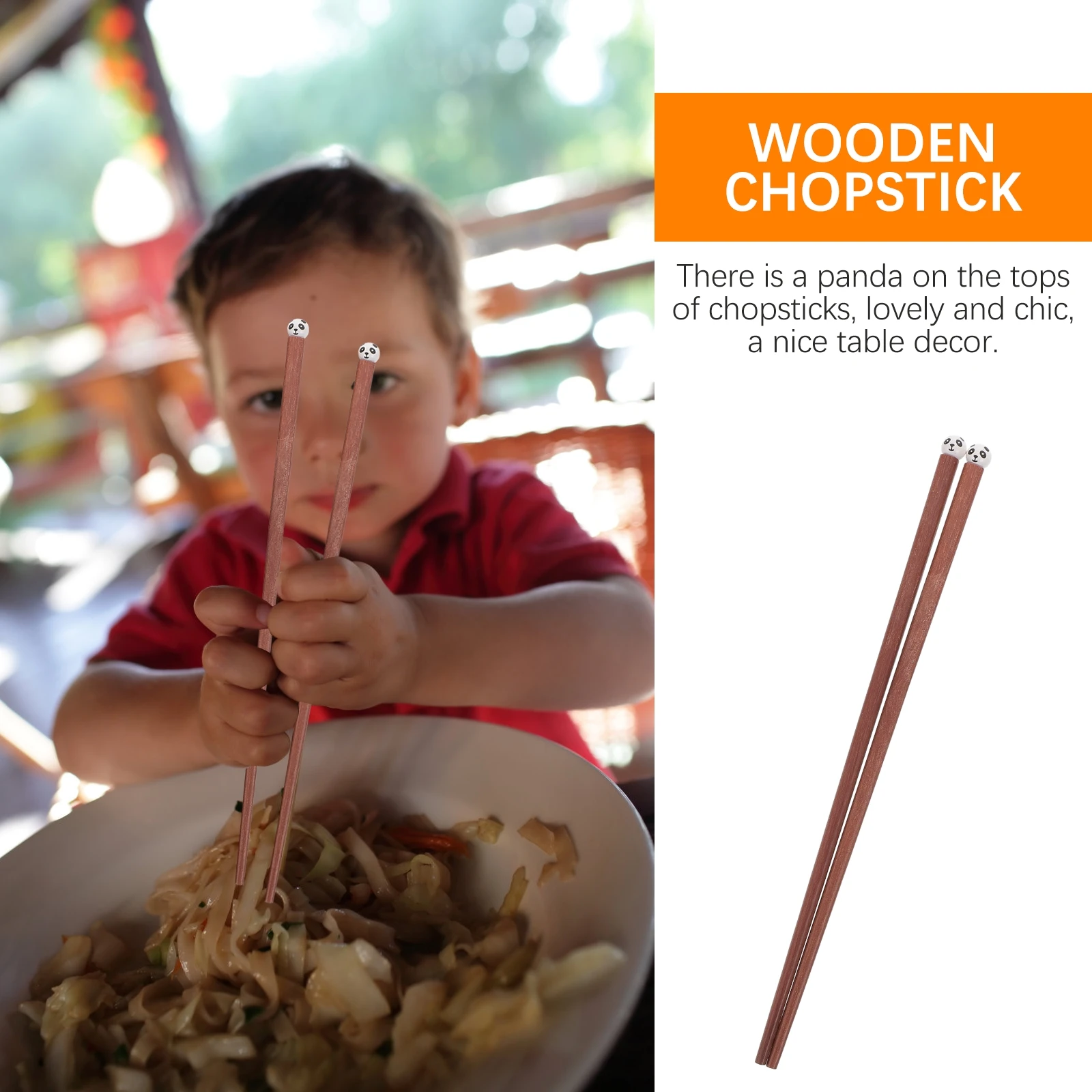 

2pcs Wooden Chopsticks Reusable Panda Design Non-Slip Household Tableware Cute Chopstick For Home Restaurant Gift Storage