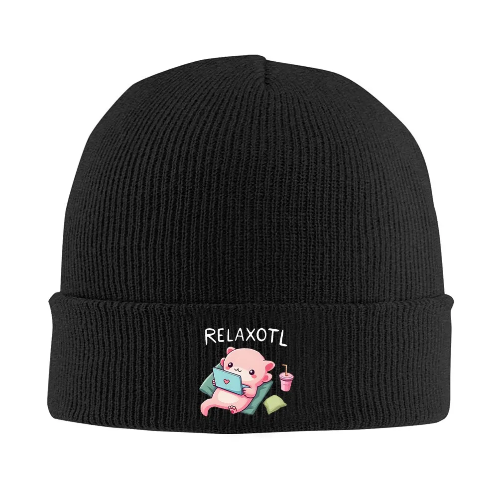 Relaxotl Axolotl Knit Beanie for Men Women Soft Warm Year-Round Skull Cap for Hiking Commute Streetwear