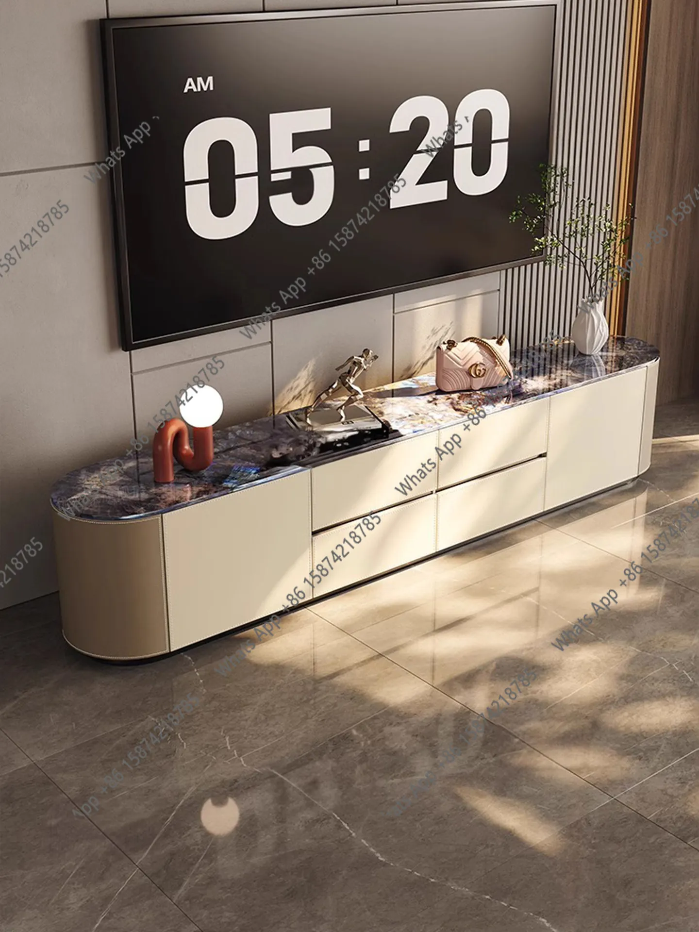 Italian minimalist microcrystalline TV cabinet modern simple living room home storage cabinet