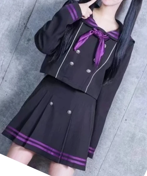 

Повседневное пальто в японском стиле, матросская форма, комплект с юбкой, двухбортный галстук-бабочка, повседневный комплект, женские комплекты Twopiec
