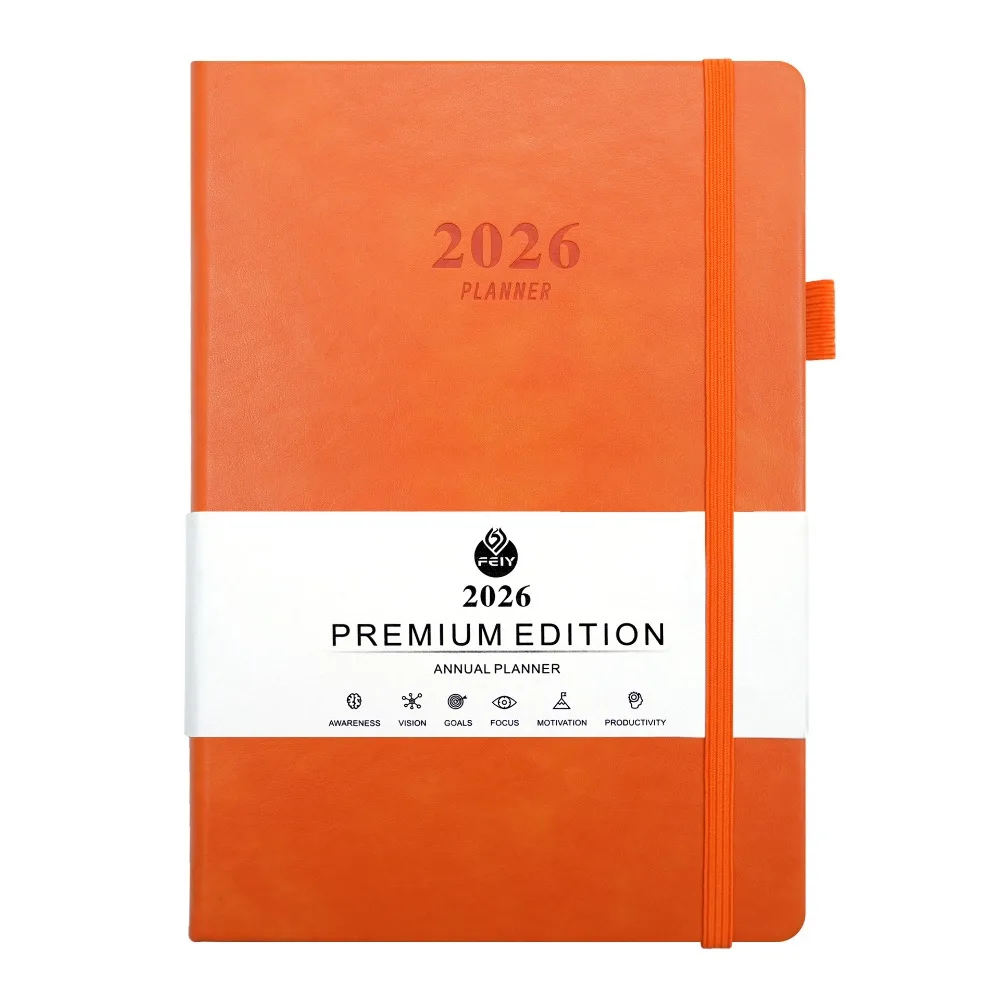 

English 2026 Schedule Planner Notepad Wear-resistant 12 Months 365 Days Efficiency Notebook Thick Paper Bookmark
