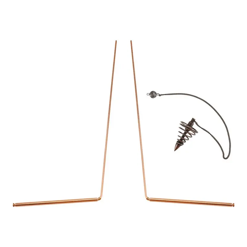 AEE6-2Pcs Copper Dowsing Rods Spiritual Divining Rods Flexible Copper Rod Dowsing Spirit Rods With Pendulum Pendant