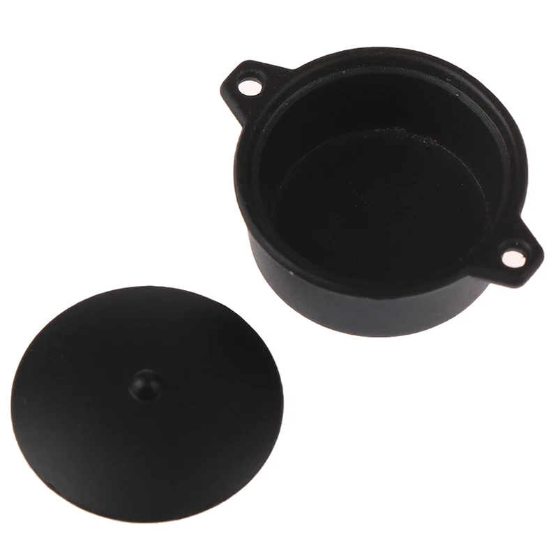 1:12 casa de bonecas em miniatura mini pote preto modelo acessórios de cozinha brinquedos