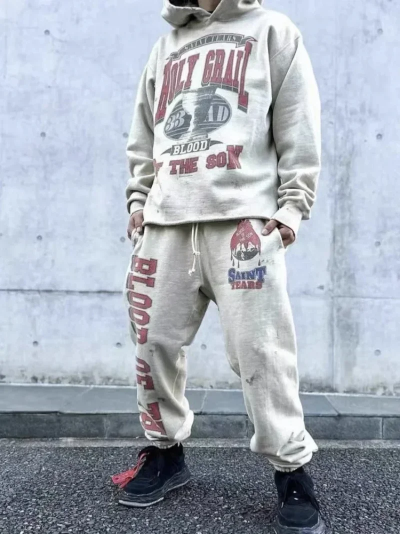 24ss Letter Printing Saint Michael Pants Men Women 1:1 Best Quality Oversized Washed Sweatpants