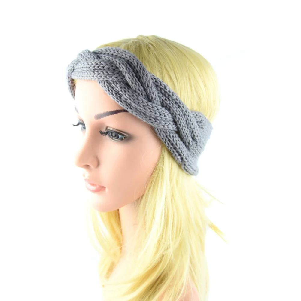 

2 pcs Knit Headband Women Warm Cap For Winter Thick Crocheted Hair Band Earmuffs Soft Foldable Bohemia Turban Hat Girl Hat