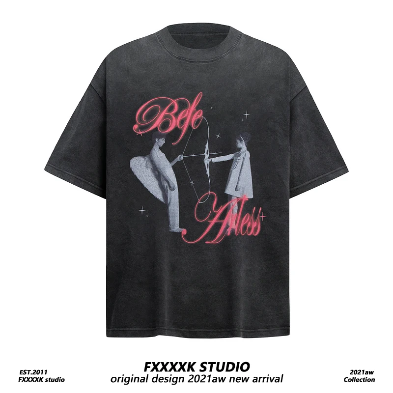 

Оригинальная футболка FXK в стиле американской уличной моды, с принтом персонажей, свободного кроя, с круглым вырезом, летняя...