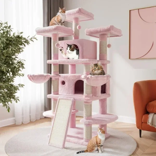 SHA CERLIN 68 Inches Multi-Level Large Cat Tree for Large Cats/Big Cat Tower with Condo/Cozy Plush Cat Perches