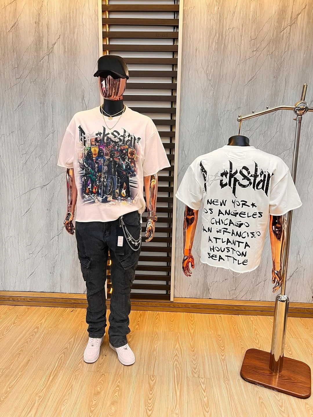 

2025 Rock Series Printed Hip Hop Streetwear Basic Short-Sleeves Color Blocking Design Niche Fashion Versatile T-Shirts