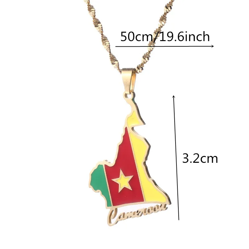 Cameroon Map Flag Pendant Necklaces Men Women Cameroun Country Maps Cameroonians