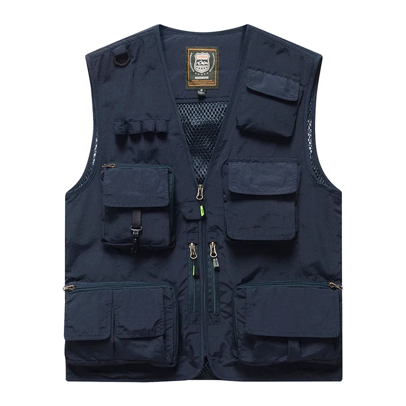 

Sleeveless Jacket Leather Vests for Men Camping Vest Fishing MAN Multi-pocket Work Men's Formal Hunting Clothing Coat Luxury Zip