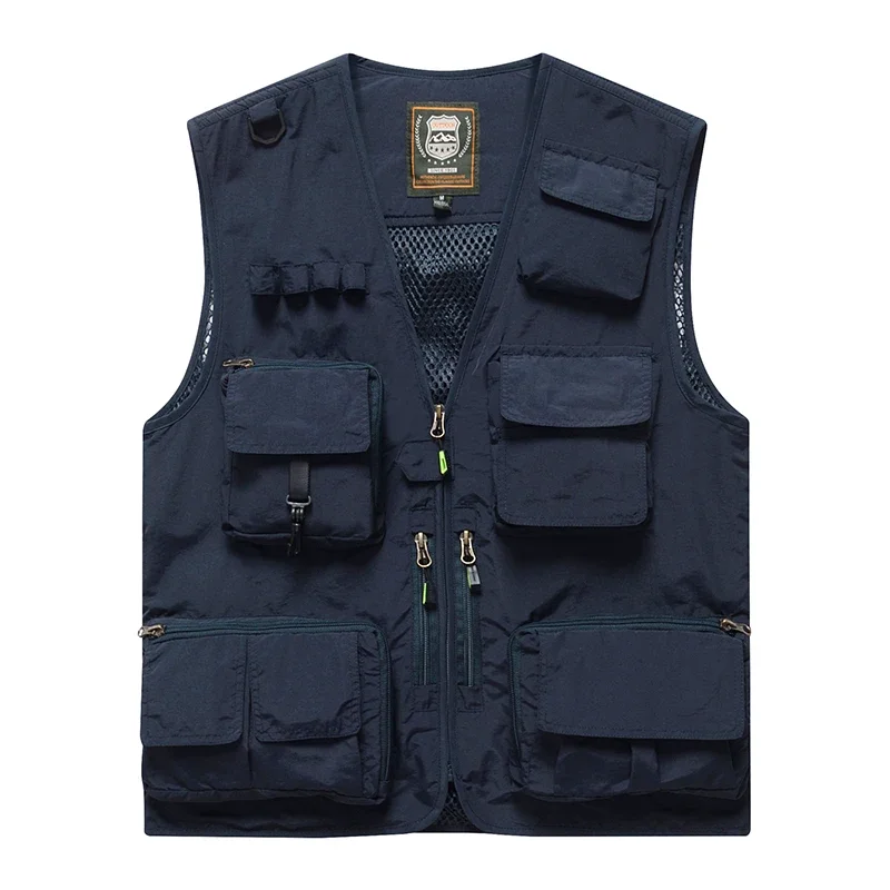 

Sleeveless Jacket Embroidered Vest Padded Man Work Multi Pocket Motorcyclist Lightweight Fishing Clothing Hunting Camping Men's