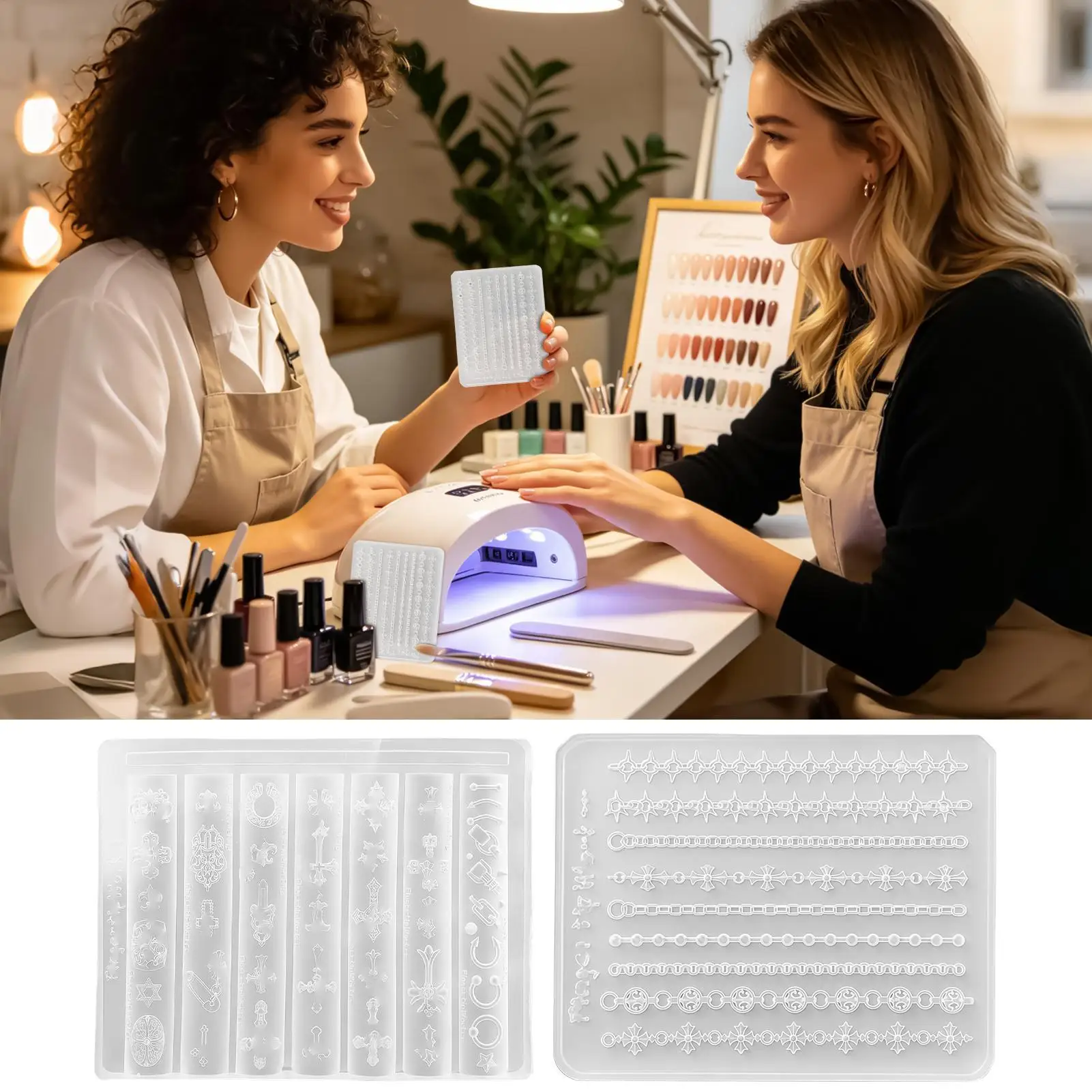 Nail Molds Punk Fingernail Decoration Making Moulds Manicure Art Mould Reusable Silicone Hand Carved Nail Arts Making Template