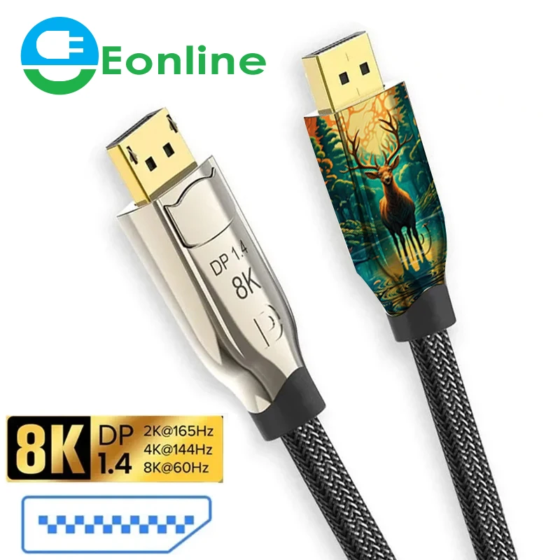 EONLINE 3D Displayport Cable 8K DP 1.4 Display Port Cable For Xiaomi TV Box PS4 Audio Video Cable PC Laptop Projector 3m DP