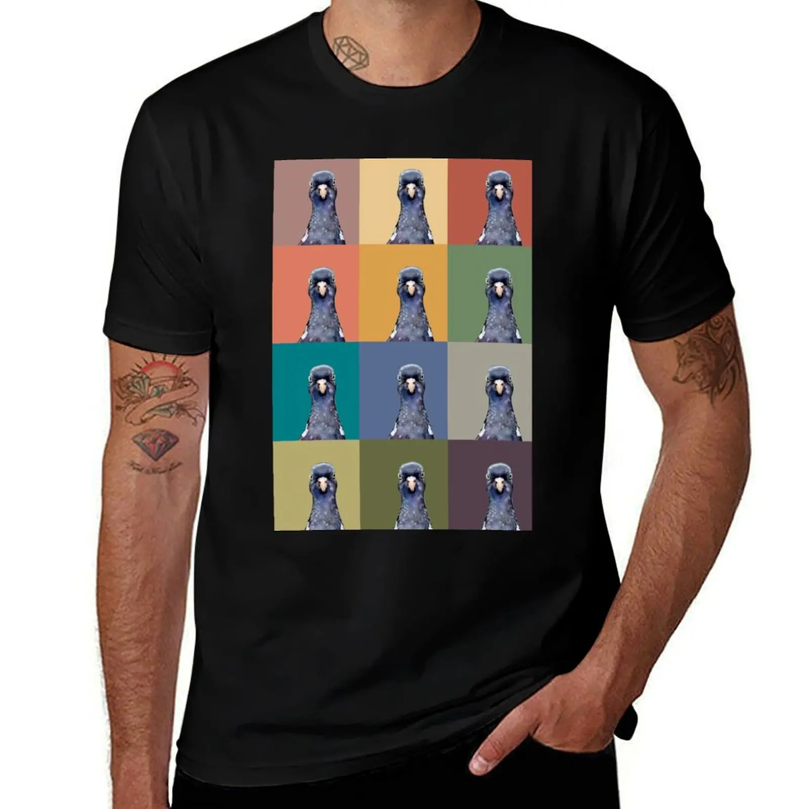 Pop Art Perry Pigeon T-Shirt Functional Casual Short Sleeve Tee T-Shirt