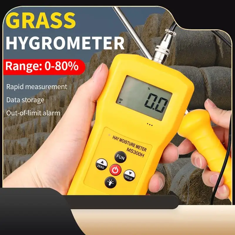 

MS300H Portable Hay Moisture Meter With Probe For Hay Bale,Cereal Straw,Forage Grass,Leymus Chinensis Humidity Tester-T44C
