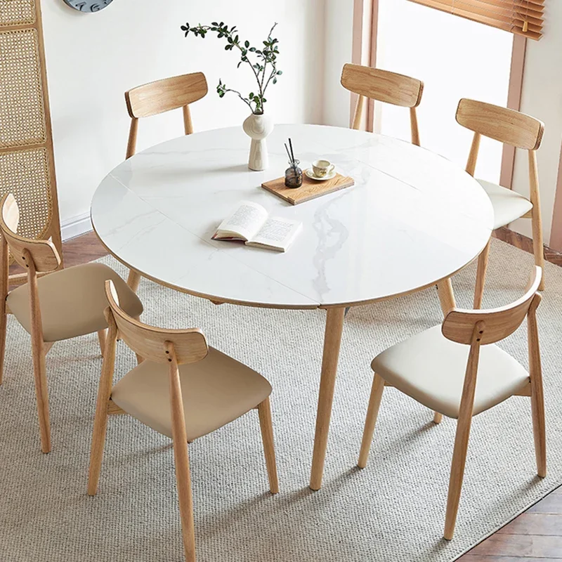 Round Extendable Dining Table Decorations Nordic Games Dining Table Kitchen 6 People Service Muebles Para El Hogar Furniture