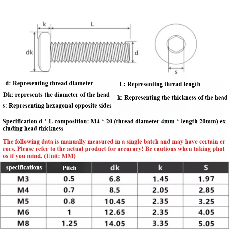 304 Stainless Steel Hexagon Socket Screw Locking Splint Screw Nut Combination Album Butt Account Book Nail Chamfer M5~m8