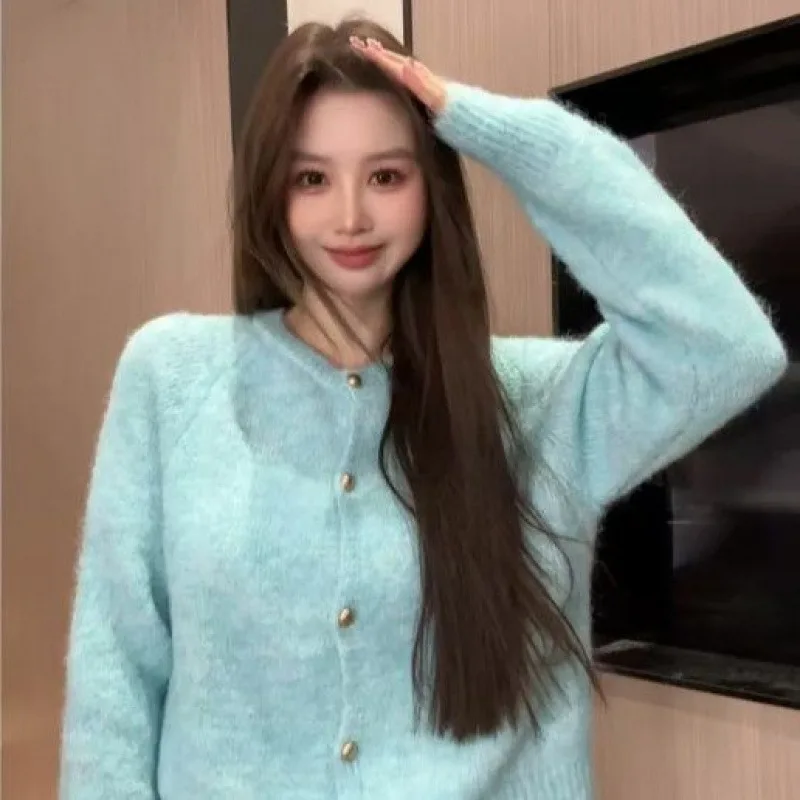 

Fashion Autumn New Arrival Open Cardigan Top for Adults Loose Knitted Long Sleeve Short Women's Sweater Korean Style Casual