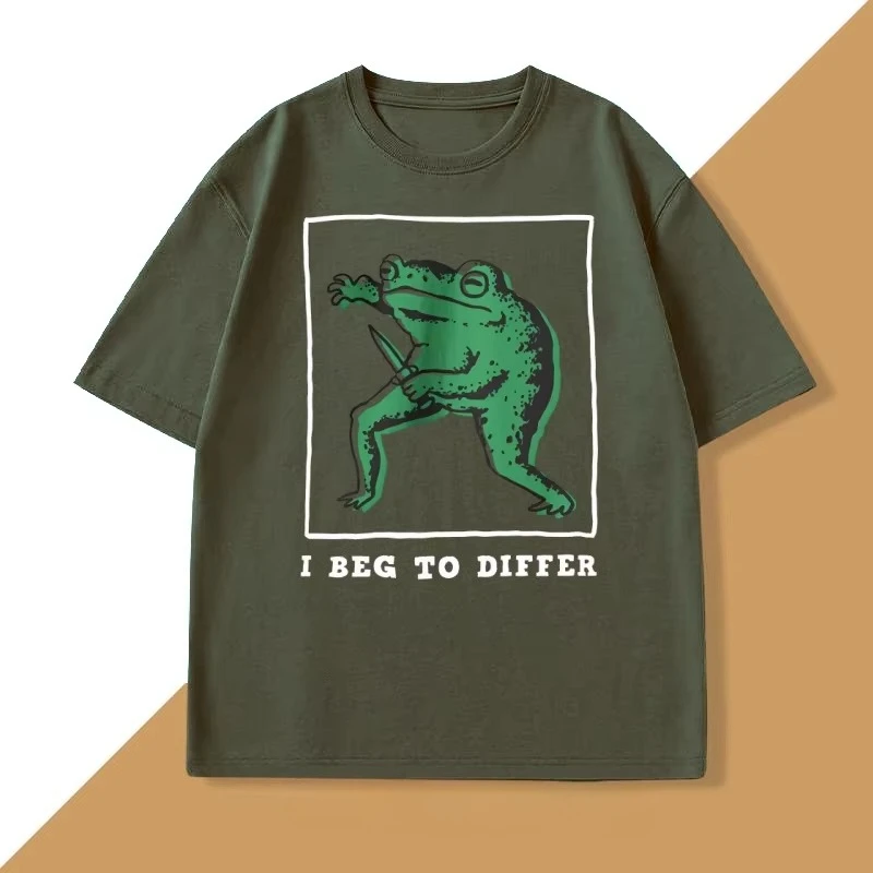 I Beg To Differ T Shirt Men Women Loose Frog Printed T-shirt Casual Cotton Short Sleeve Harajuku Tshirt Unisex Oversized Clothes