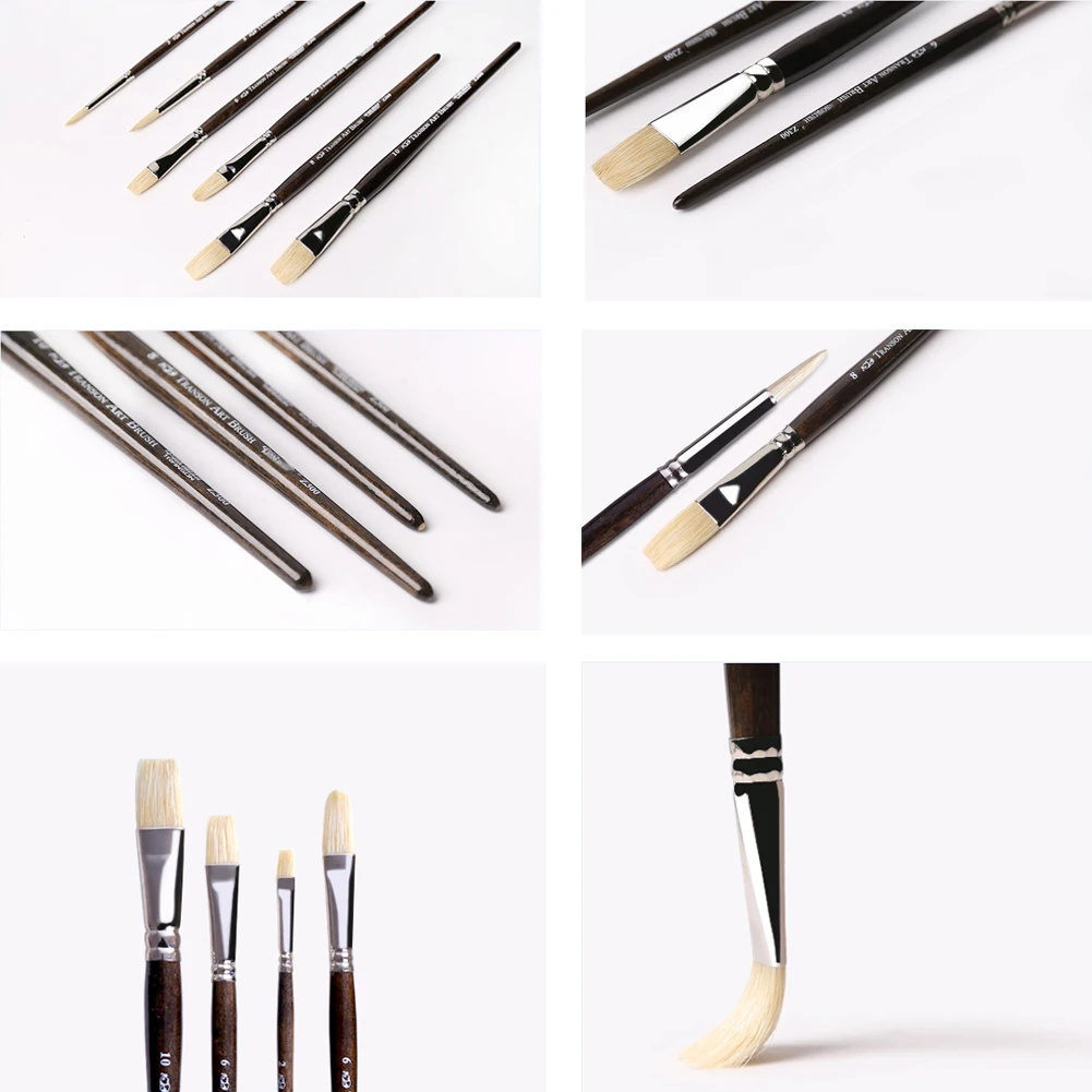 Acrílico Oil Paint Brush Set, Pintor com Cabo de Madeira, Mixed Guache Art Paint, Artista Pintura Suprimentos, Canvas Sable, 10Pcs