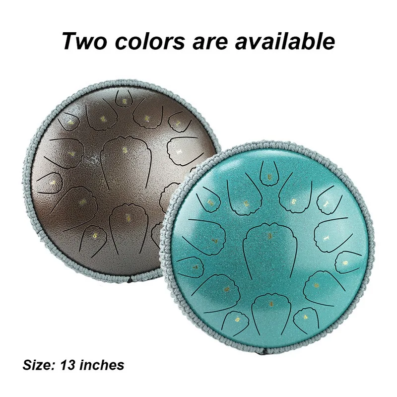 Hooqu Steel Tongue Drum 13 Inch 15 Notes D Key Percussion Instrument Portable Balmy Drum With Drum Mallets