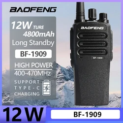 BaoFeng BF-1909 Walkie Talkie 12W High Power Professional Penetrating Radio Supports Type C Charge Long Range Powerful Portable