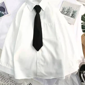 Camisas escolares de manga comprida para mulheres, tops de gravata Harajuku para senhoras, camisas brancas para meninas, estilo formal, moda japonesa, JK 10 principais vendas blusa de escola - №7