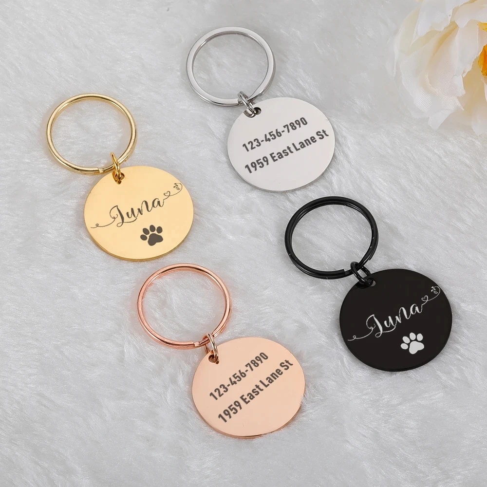 1 pc belle empreinte de chien texte personnalisé étiquettes de chien personnalisées médaille d'impression de chat personnalisée pour chien