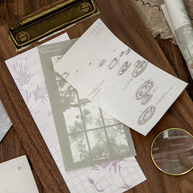 Virtual Reality Love Series Vintage Tree Flower Shadow Landscape Memo Pad Creative DIY Junk Journal Material Collage Stationery