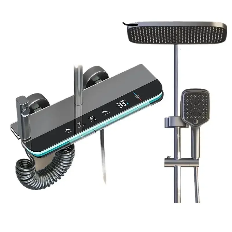 

Digital display constant temperature smart shower set, refined copper main bathroom, bathroom, household bath
