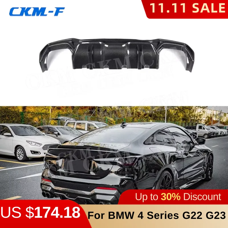 Carbon Fiber Rear Bumper Lip Diffuser Guard Spoiler For BMW 4 Series G22 G23 Coupe 2021+ Car Accessories FRP Body Kits Styling