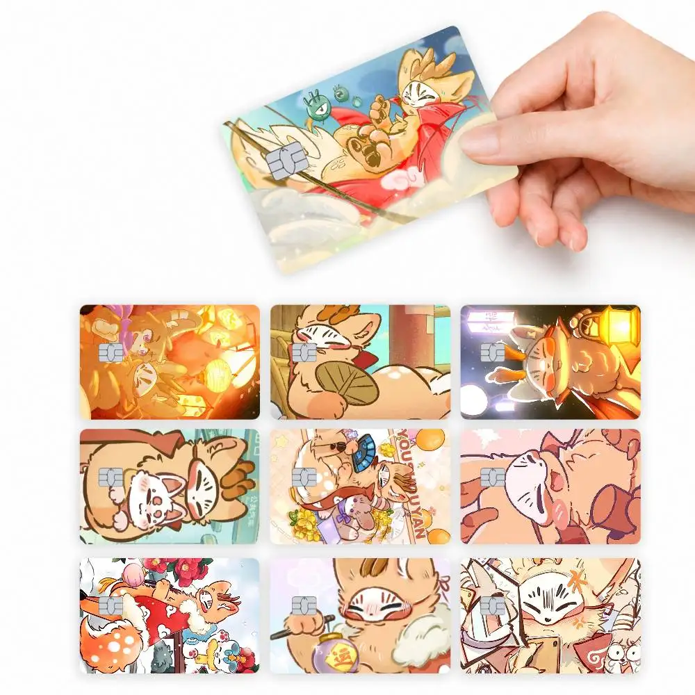 Cute Anime Fabulous Beasts Sibuxiang  4pcs Credit Card Skin Stickers Suitable for Bank  Transit Pass Decorative Cover
