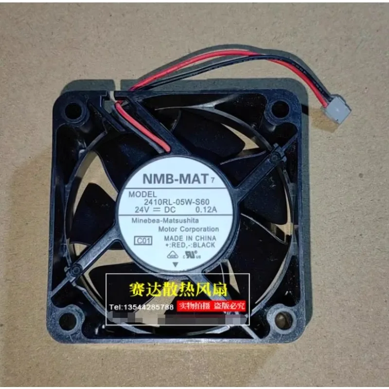 NMB 2410RL-05W-S60 DC 24V 0.12A 60x60x25mm 2-Wire Server Cooling Fan