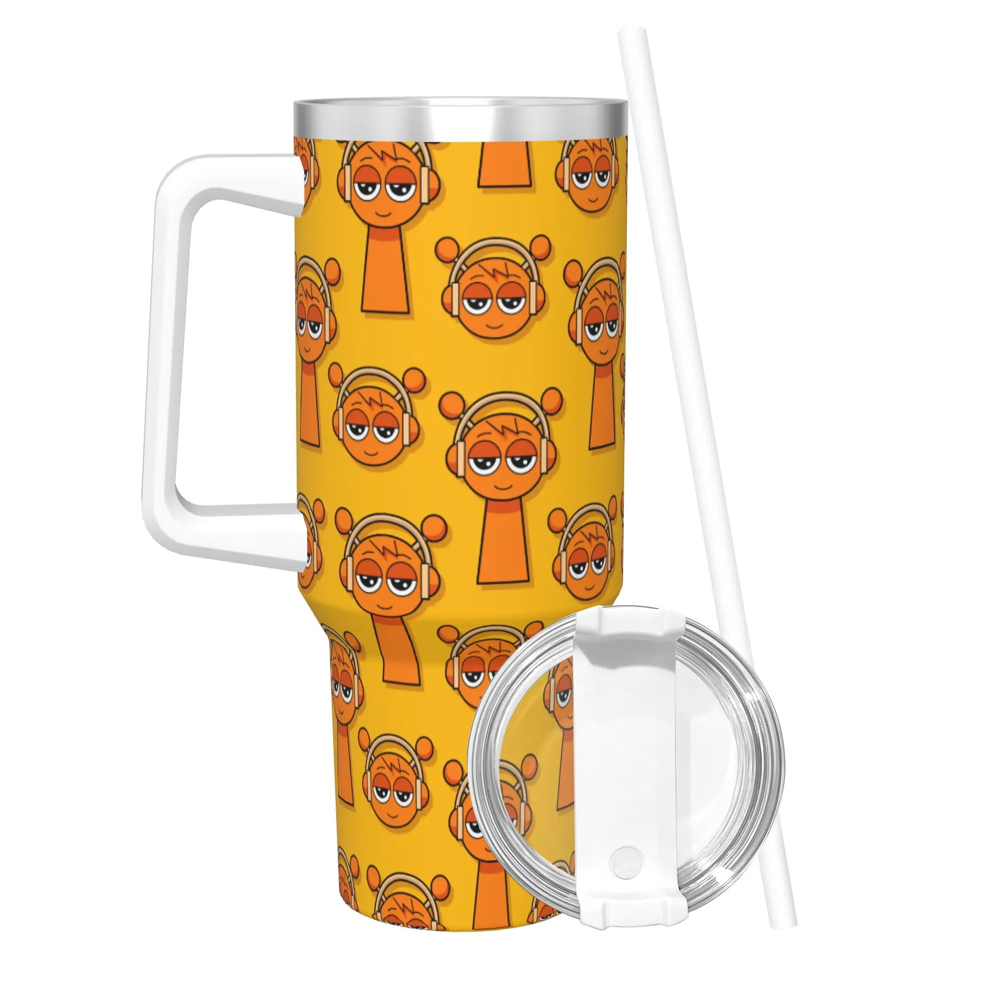 40OZ Stainless Steel Tumbler Cartoon Sprunki Game Thermal Mug  Portable Cold Drink Car Mugs Beach Water Bottle