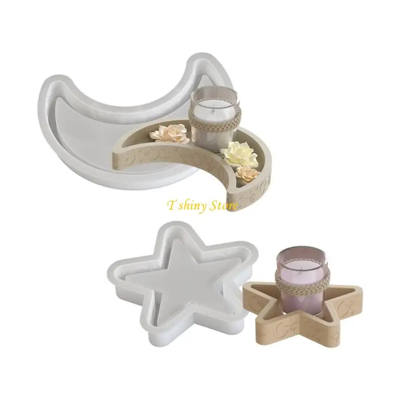 N58F قالب سيليكون متين مرن لمستلزمات الحرفية Star and Moon Strays مناسبة لجميع الأعمار الاستخدام اليومي زخرفة المنزل