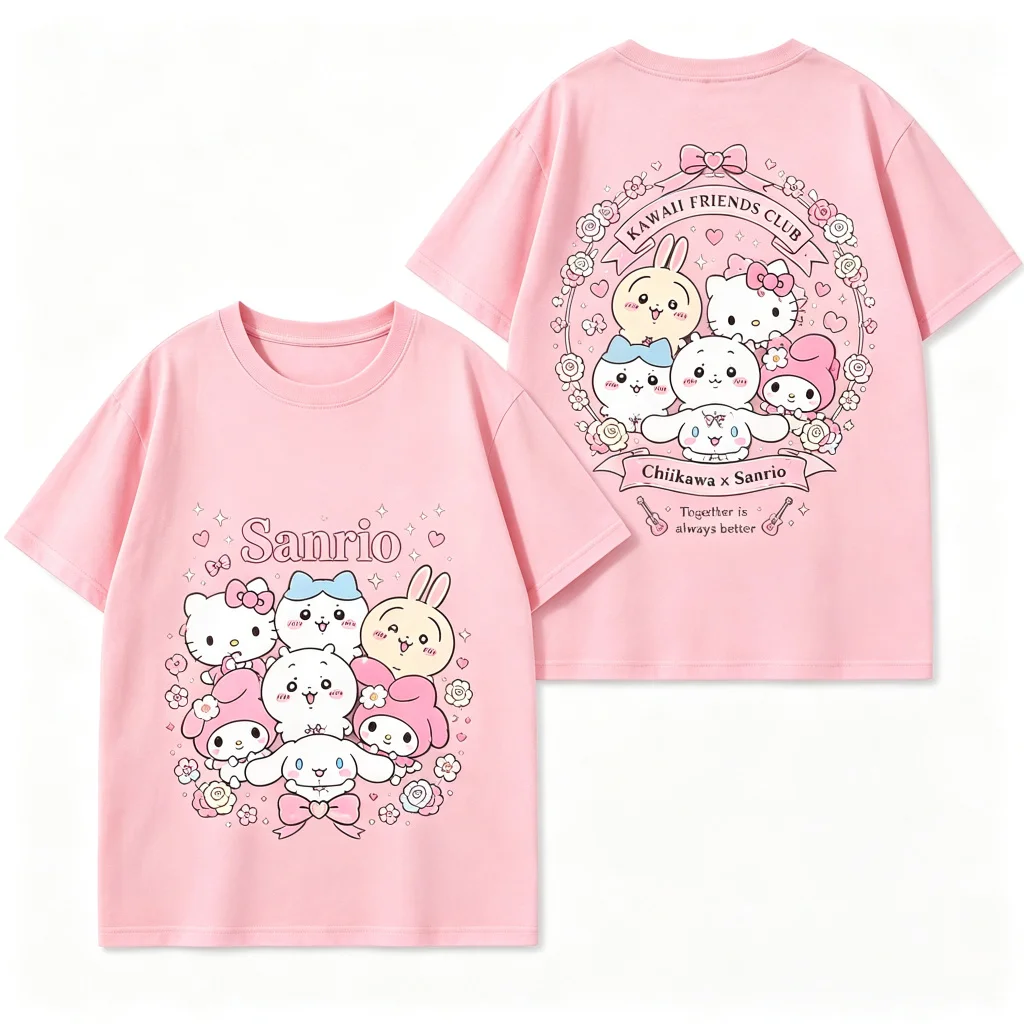 2026 Neues Chiikawa Kawaii Y2K Grafik-T-Shirt Unisex Niedliches Cartoon-Anime Kurzarm Lose Sommer-Streetwear-Oberteile – Detail 6
