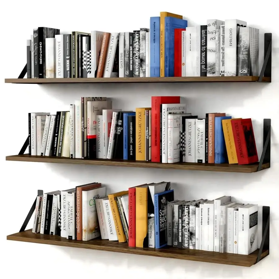 

Floating Book Shelves for Wall Set of 3, 36 Inches Long Wall Bookshelf for Bedroom, Large Wood Heavy Duty Hanging Bookshelves fo