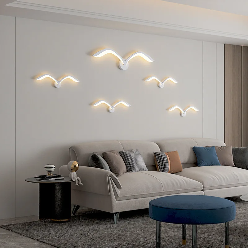 Modern LED Wall Lamp for Living Room Bedside Bedroom Aisle Wall Light Creative Seagull Decoration Lighting Fixture Sconce Luster