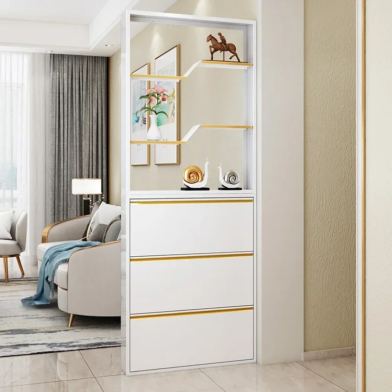 Entrance cabinet, shoe cabinet, integrated ultra-thin 15cm screen, storage rack, partition cabinet, living room, light luxury, e