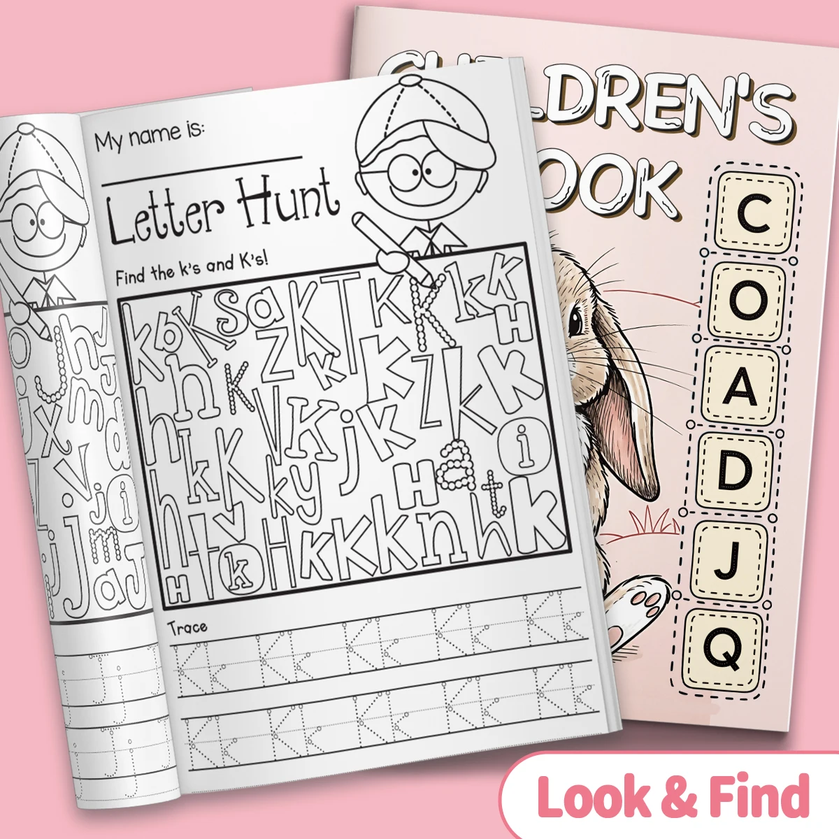 Children's alphabet coloring book, cute cartoon patterns, preschool early education workbook, boost your baby's hands-on skills