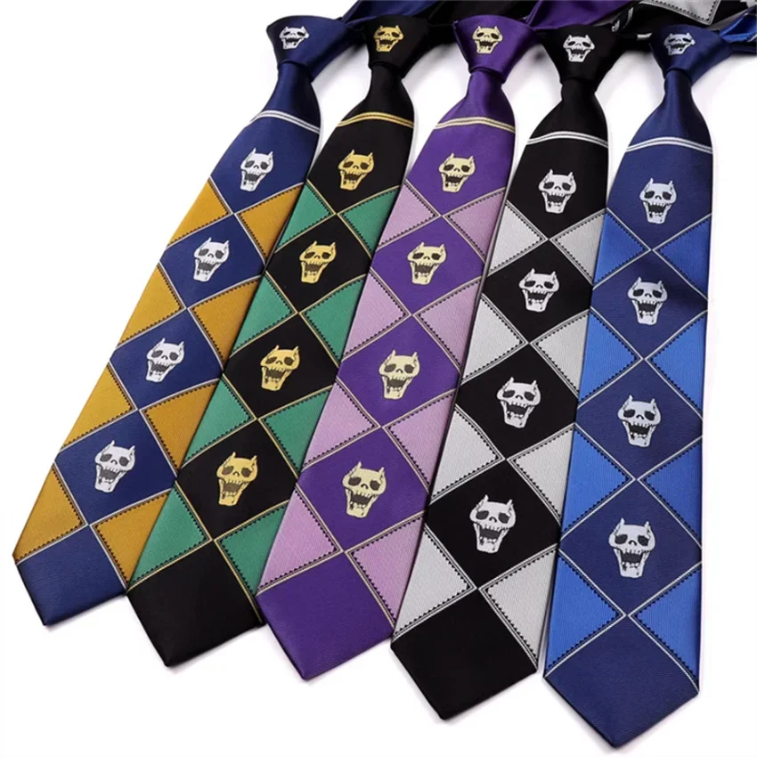 

Anime JoJo Tie Kira Yoshikage Halloween Cosplay KILLER QUEEN Skull Neck Heavens Door Cosplay Costume Prop JoJo Tie