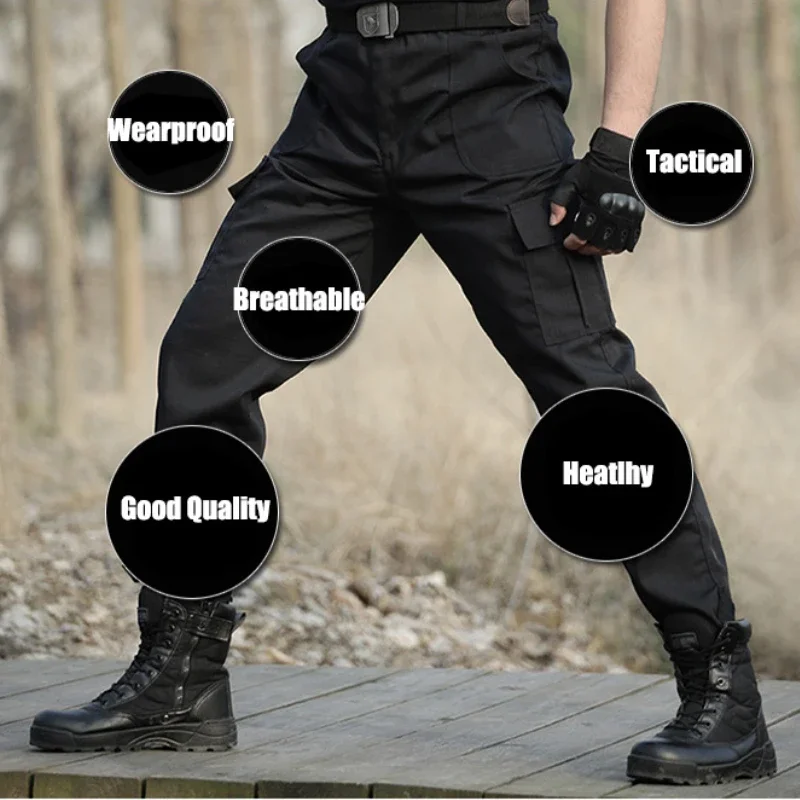 Black Military Tactical Cargo Pants Men Army Tactical Sweatpants Men\'s Working Pants Overalls Casual Trouser Pantalon Homme CS