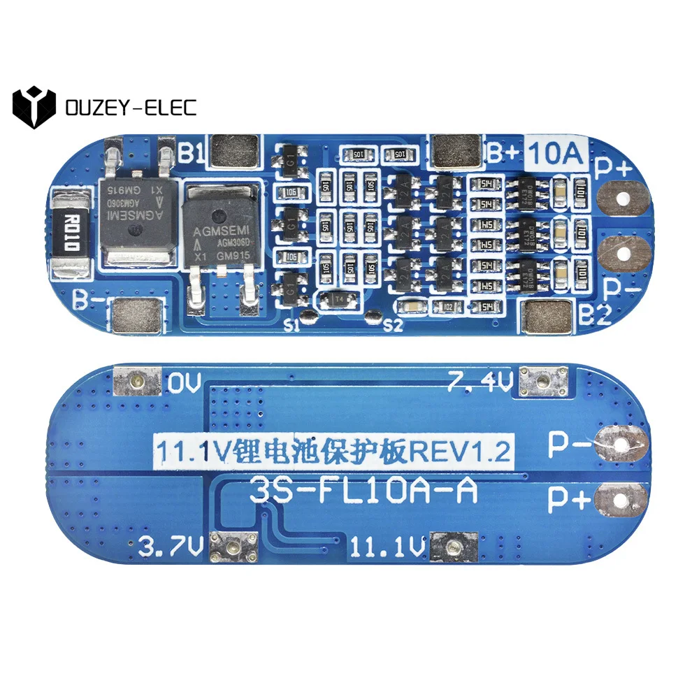 3S 10A 18650 Lithium Battery Charger Protection Board BMS 3.7V Li-ion Charger Protection Module Anti-Overcharge Over-Current