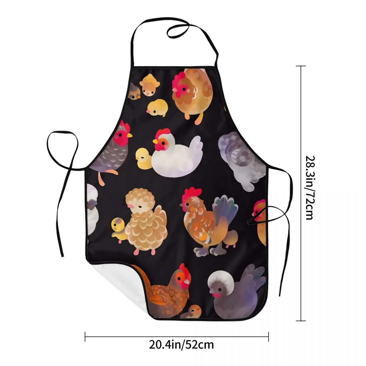 Chicken And Chick - Dark Apron Chef Cooking Cuisine Tablier Waterproof Bib Kitchen Cleaning Pinafore for Women Men Painting