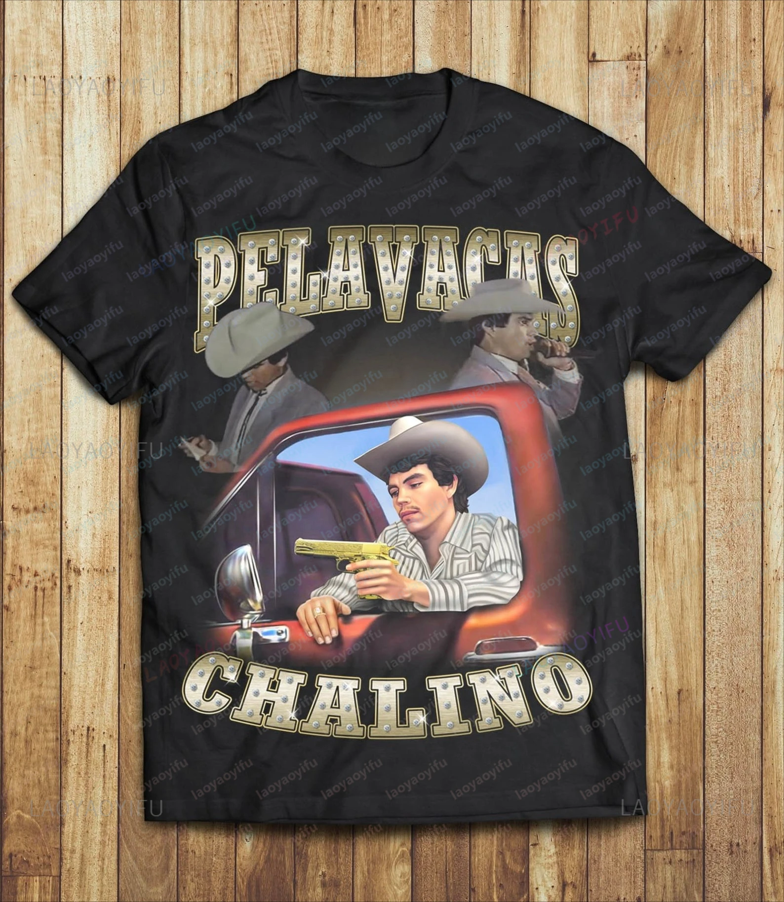 Camiseta Chalino Sanchez Tribute Shirt Vintage Casual Camisetas gráficas sueltas Material de poliéster Camiseta barata Tops unisex